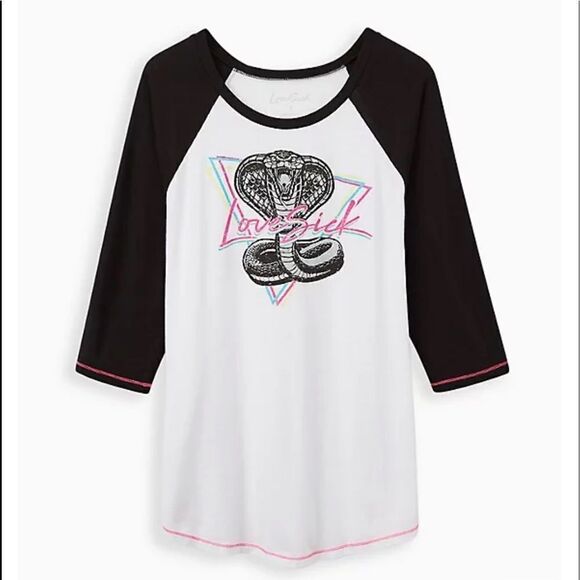 Torrid Lovesick Cobra snake lovesick raglan t tee shirt vintage triangle NEW 5X - Picture 1 of 7